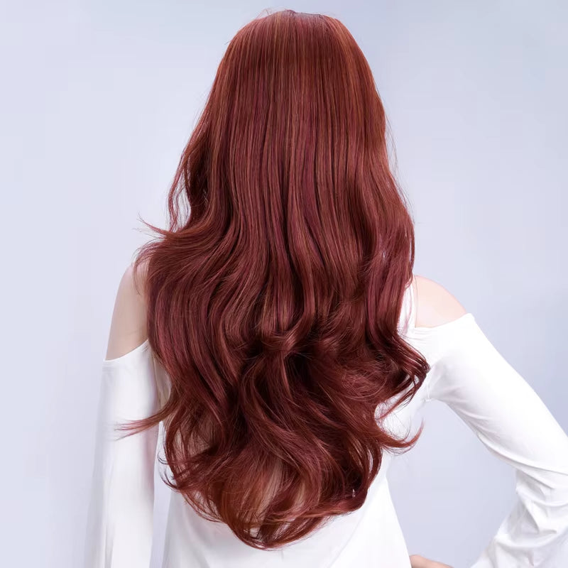 24" Synthetic Wave 3/4 Ladies Half Wig Hair Wavy Wigs with Comb on a Mesh Head Cap Clip in Hair Extension