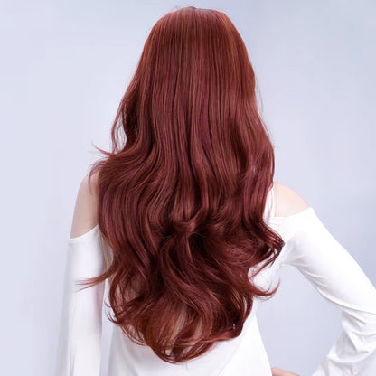 24" Synthetic Wave 3/4 Ladies Half Wig Hair Wavy Wigs with Comb on a Mesh Head Cap Clip in Hair Extension