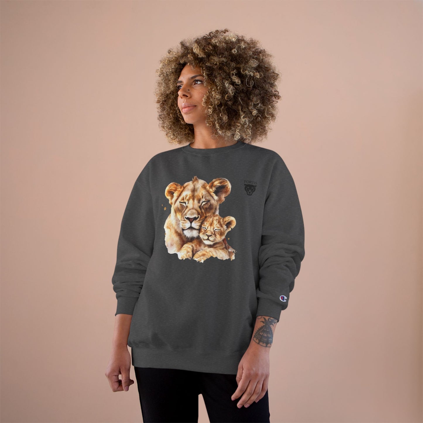 Lioness and Cub Sweatshirt — Cozy Wildlife Crewneck for Animal Lovers