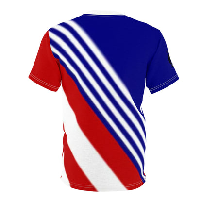 American Flag All-Over Print Tee — USA Soccer Shield & Stars Stripes