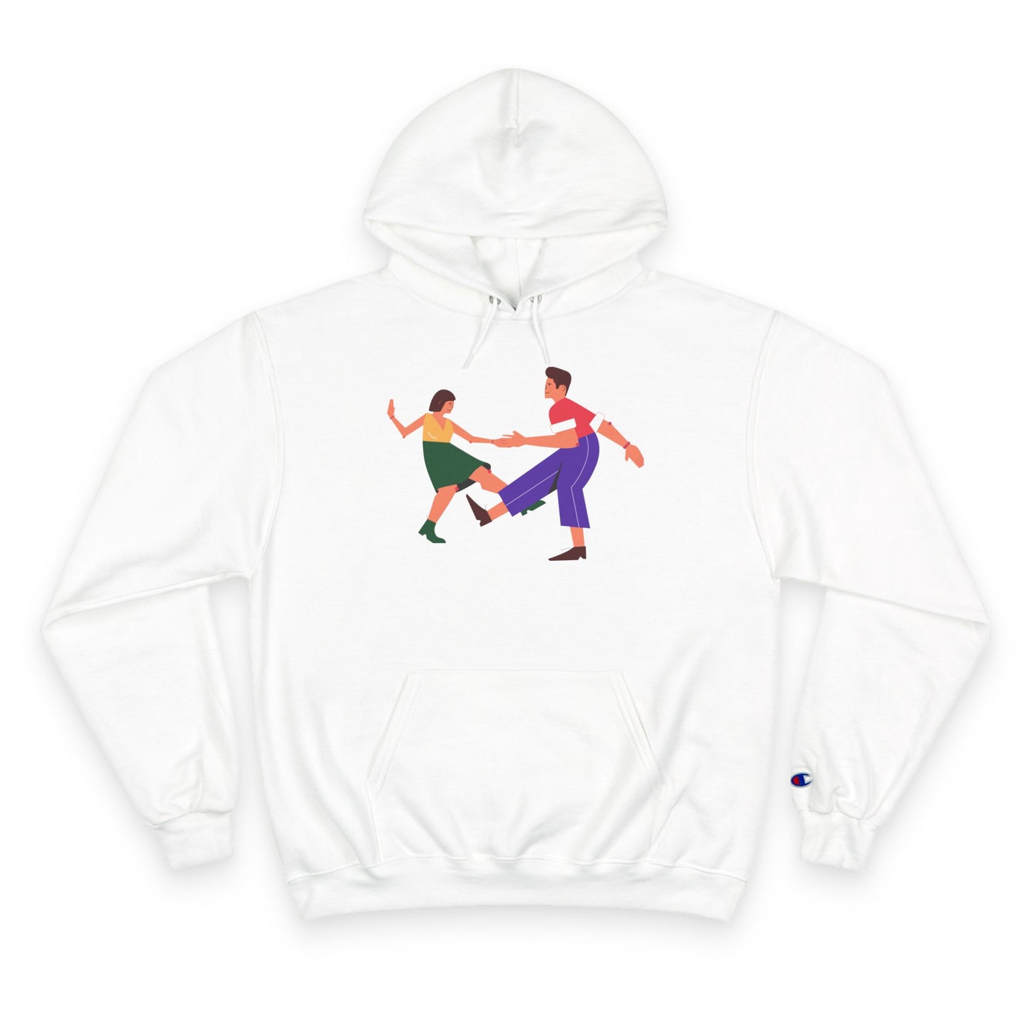 Dancing Couple Champion Hoodie — Retro Social Dance Graphic Pullover