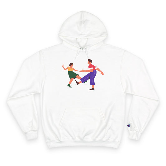 Dancing Couple Champion Hoodie — Retro Social Dance Graphic Pullover