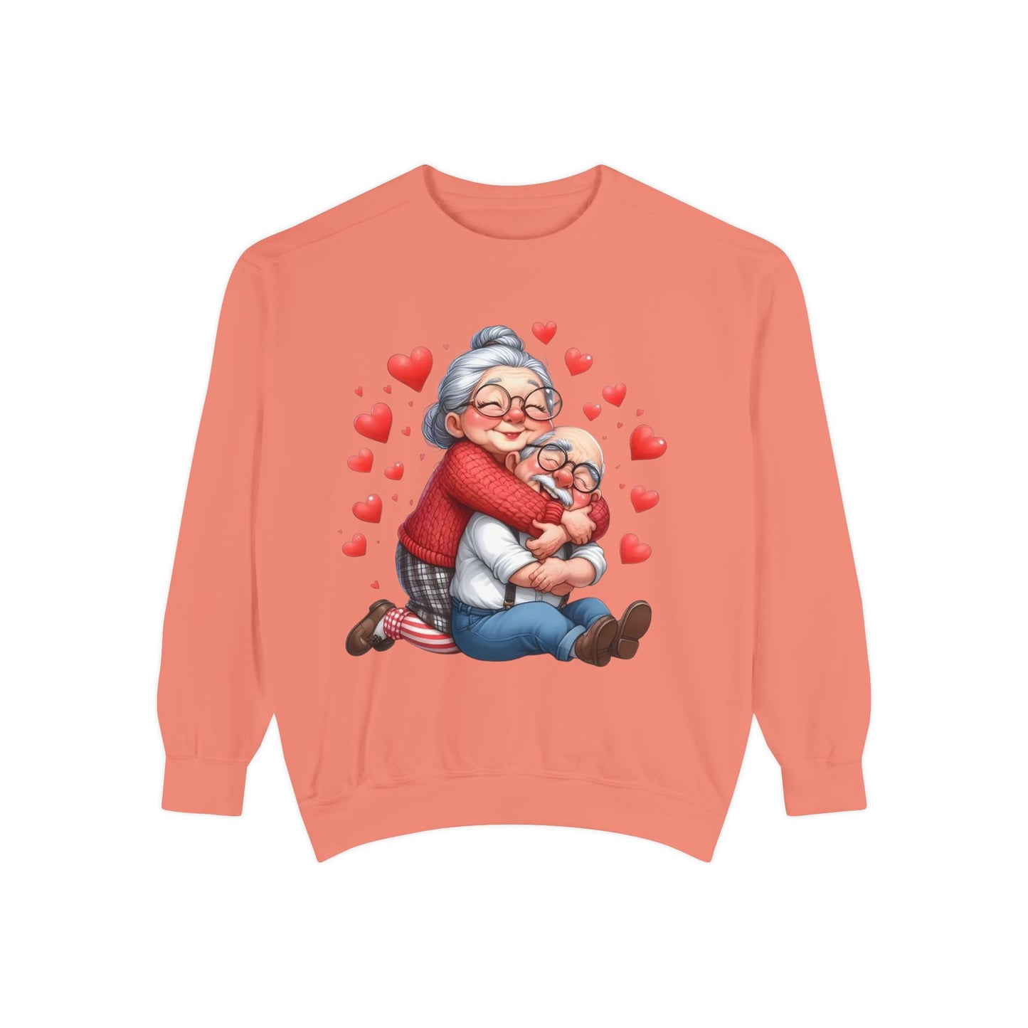 Grandma Hug Sweatshirt — Cute Grandma & Child Illustration with Hearts