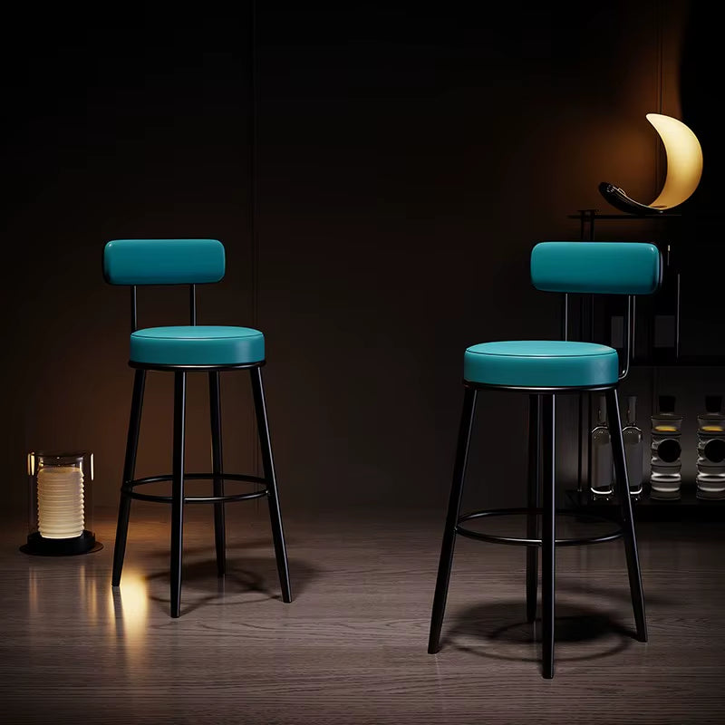 Modern Metal Bar Stools Luxury Black Leather Dining Room Chairs High-Quality Barstools Home Decoration Furniture for Living Room