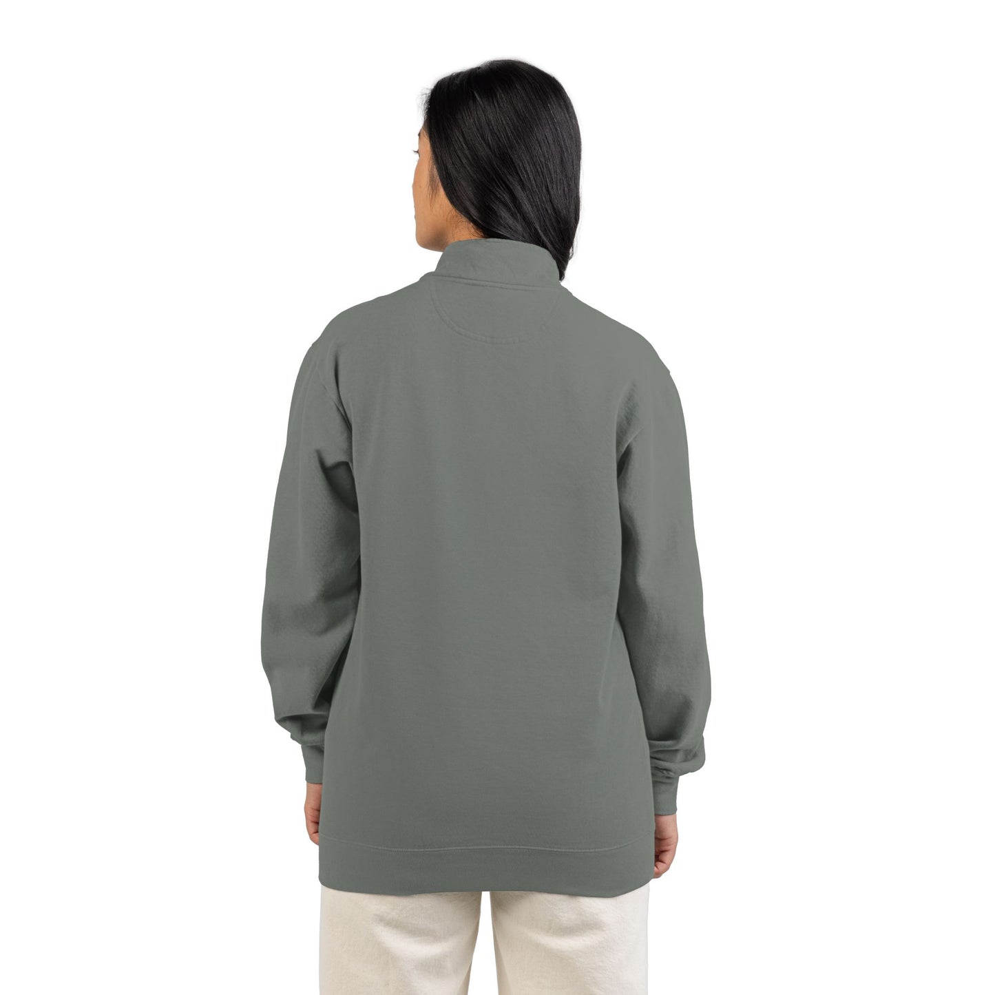 Quarter-Zip Sweatshirt with Small Chest Crest — Casual Pullover for Everyday Wear