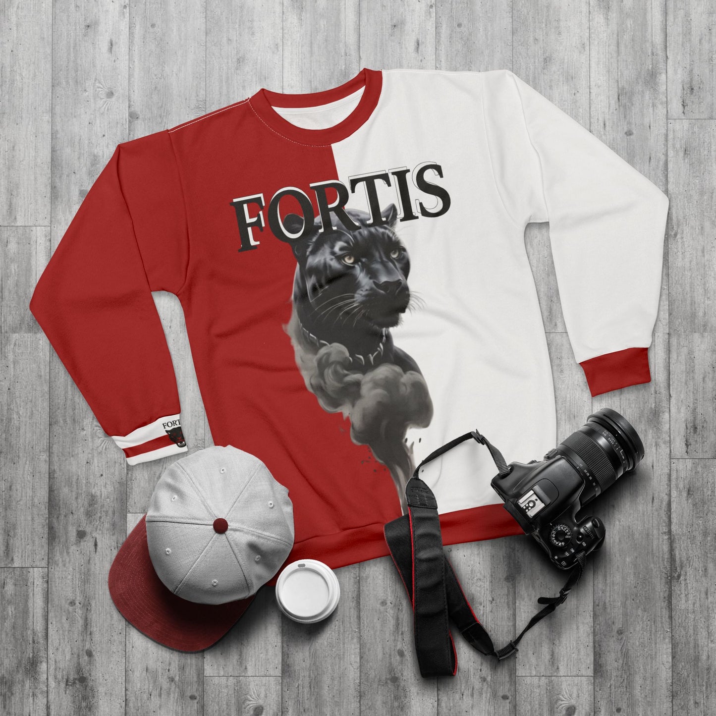 Fortis Panther Crewneck Sweatshirt — Bold Two-Tone Graphic