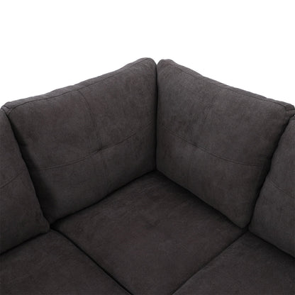 Sofa Set,Flannel Living Room Sofa Set,L-Shaped Sectional Sofa,2-Piece Couch Living Room,Dark Brown