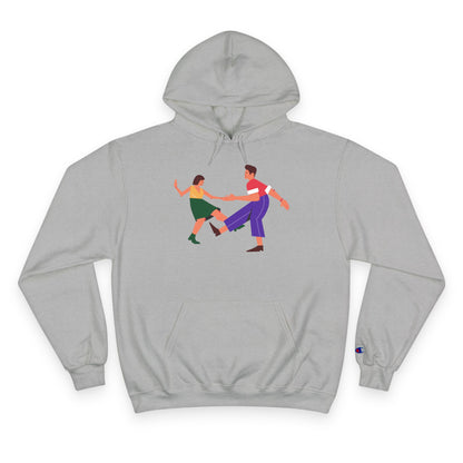 Dancing Couple Champion Hoodie — Retro Social Dance Graphic Pullover