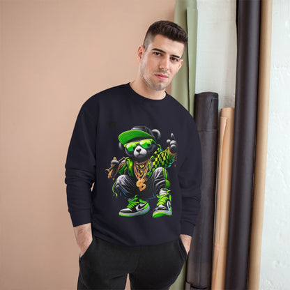 Hip Hop Bear Champion Sweatshirt — Streetwear Crewneck with ‘Champion’ Style Graphic