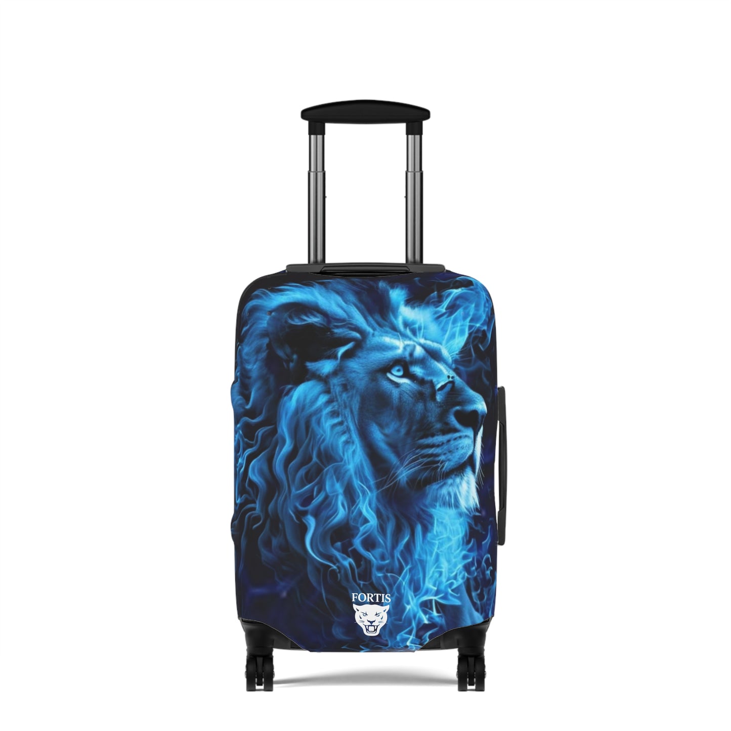 Blue Fire Lion Luggage Cover – Protective Suitcase Skin with Bold Lion Artwork