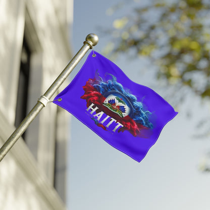Haiti Double-Sided Decorative Flag — National Crest & Red-Blue Smoke Design