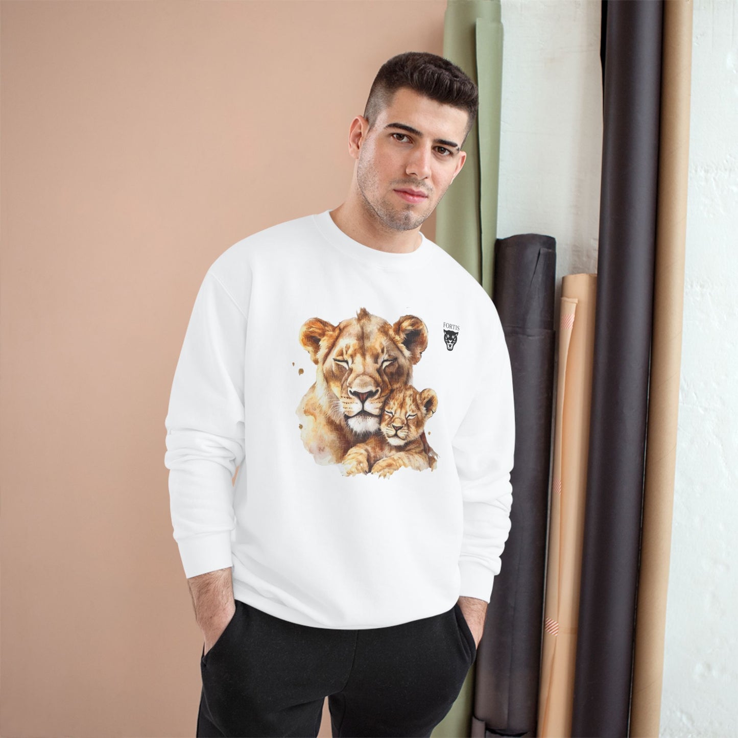 Lioness and Cub Sweatshirt — Cozy Wildlife Crewneck for Animal Lovers