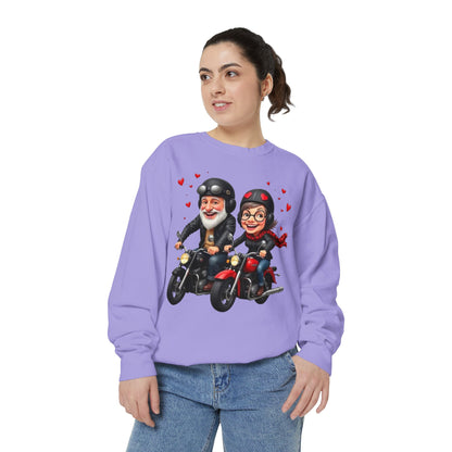 Couple Biker Sweatshirt — Cute Riding Grandparents with Hearts