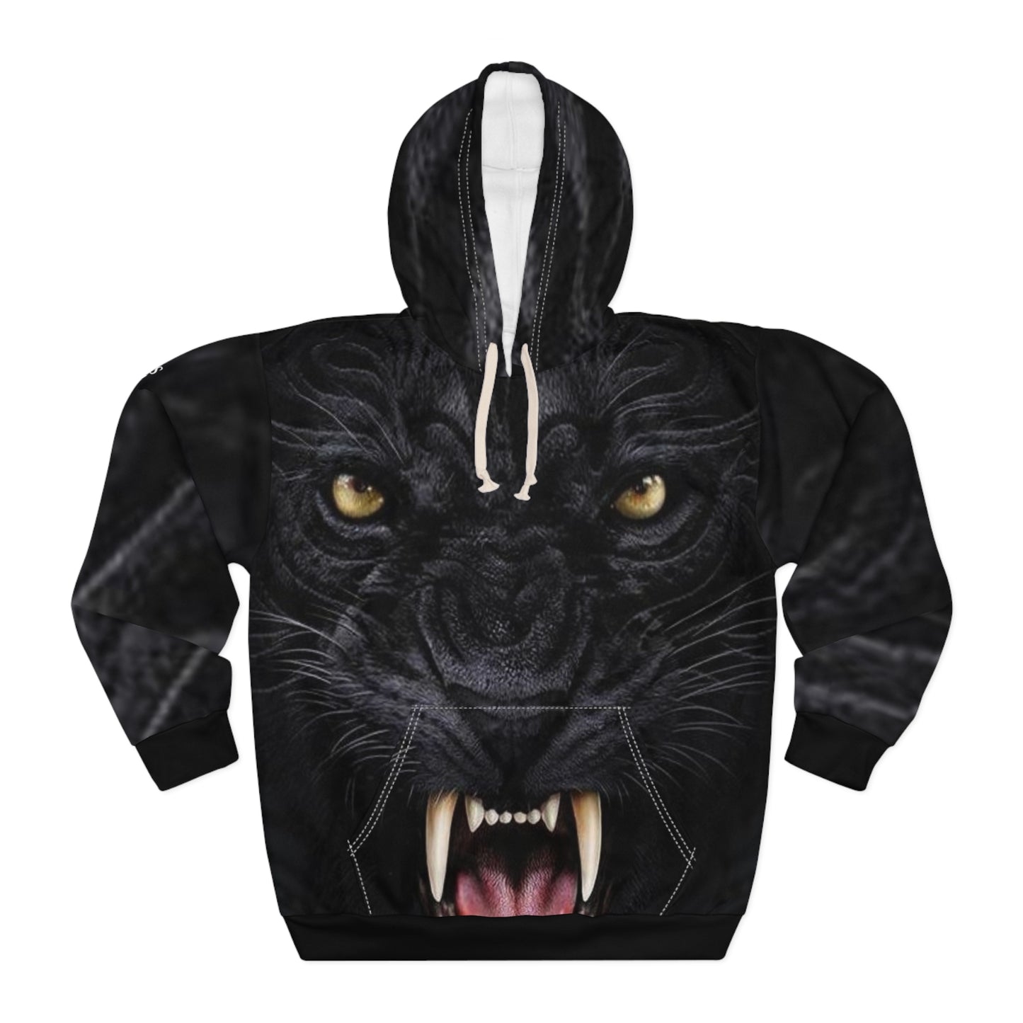 Panther Face Hoodie — Fierce Black Cat All-Over Print Pullover