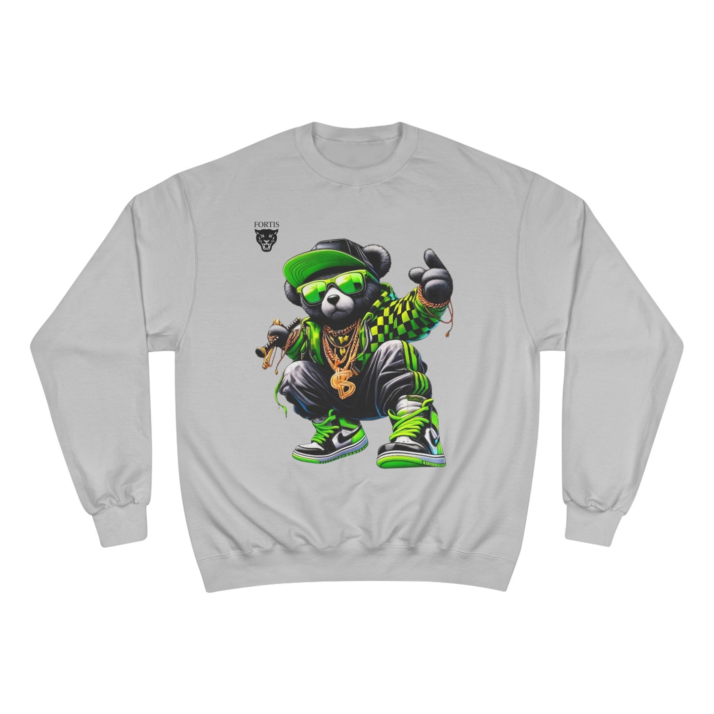Hip Hop Bear Champion Sweatshirt — Streetwear Crewneck with ‘Champion’ Style Graphic