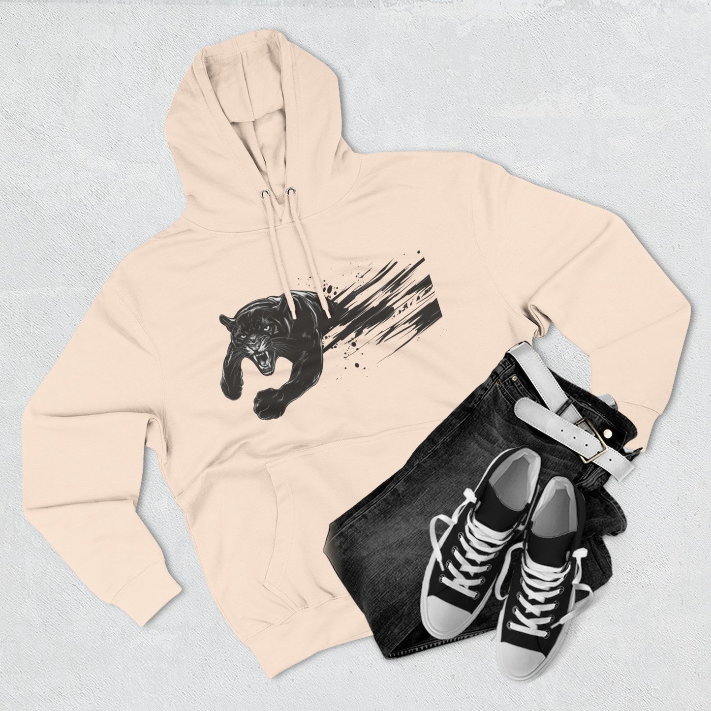 Panther Motion Hoodie — Leaping Black Panther Graphic Pullover