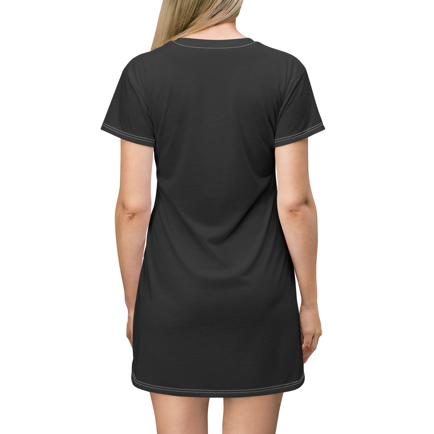 African Sunset T-Shirt Dress — Afrocentric Silhouette Sunset Portrait Dress