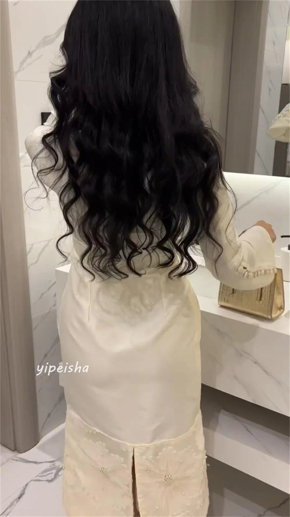 Customized Jersey Applique Button Pleat Cocktail Party A-Line O-Neck Bespoke Occasion Gown Midi Dresses