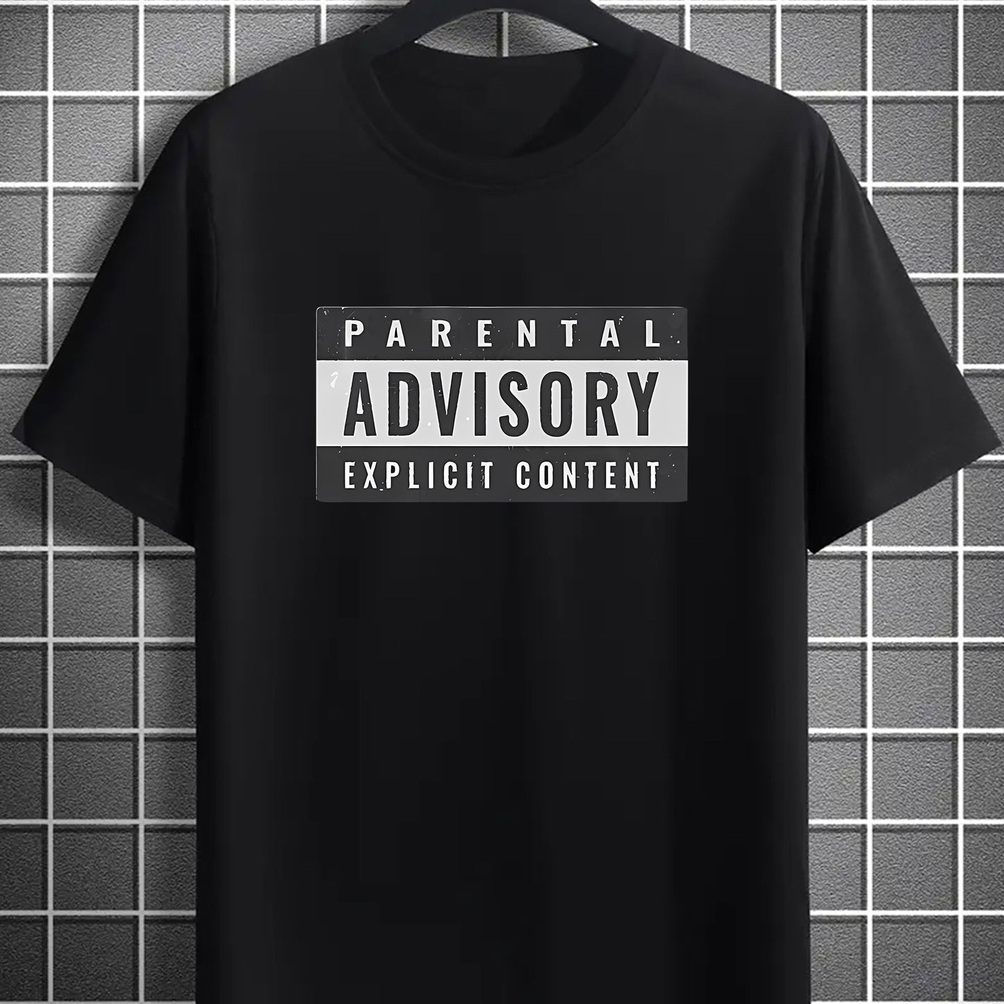 Parents' Advice Letter Printed Men's Round Neck Short Sleeved T-shirt, Fashionable T-shirt, Casual And Comfortable Lightweight Top Suitable For Summer