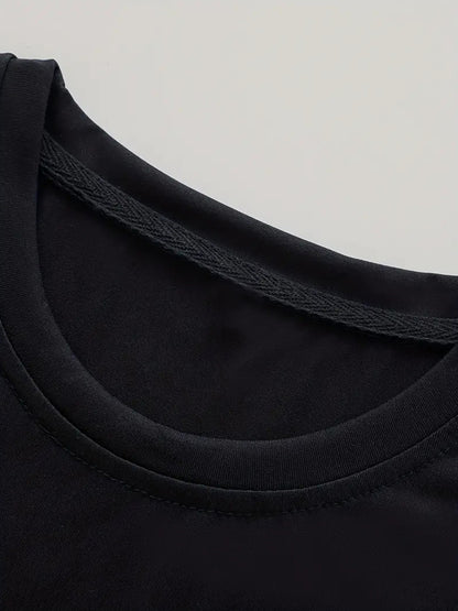 Parents' Advice Letter Printed Men's Round Neck Short Sleeved T-shirt, Fashionable T-shirt, Casual And Comfortable Lightweight Top Suitable For Summer