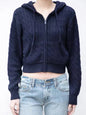 Women'S Long Sleeve Knitted Crop Sweater Autumn Zipper Cardigan Girls Brandy Mandy Style Top
