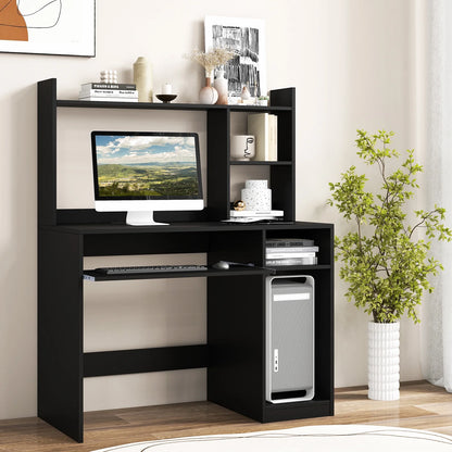 Computer Desk PC Laptop Study Table Bookcase Workstation Shelves&Keyboard Tray