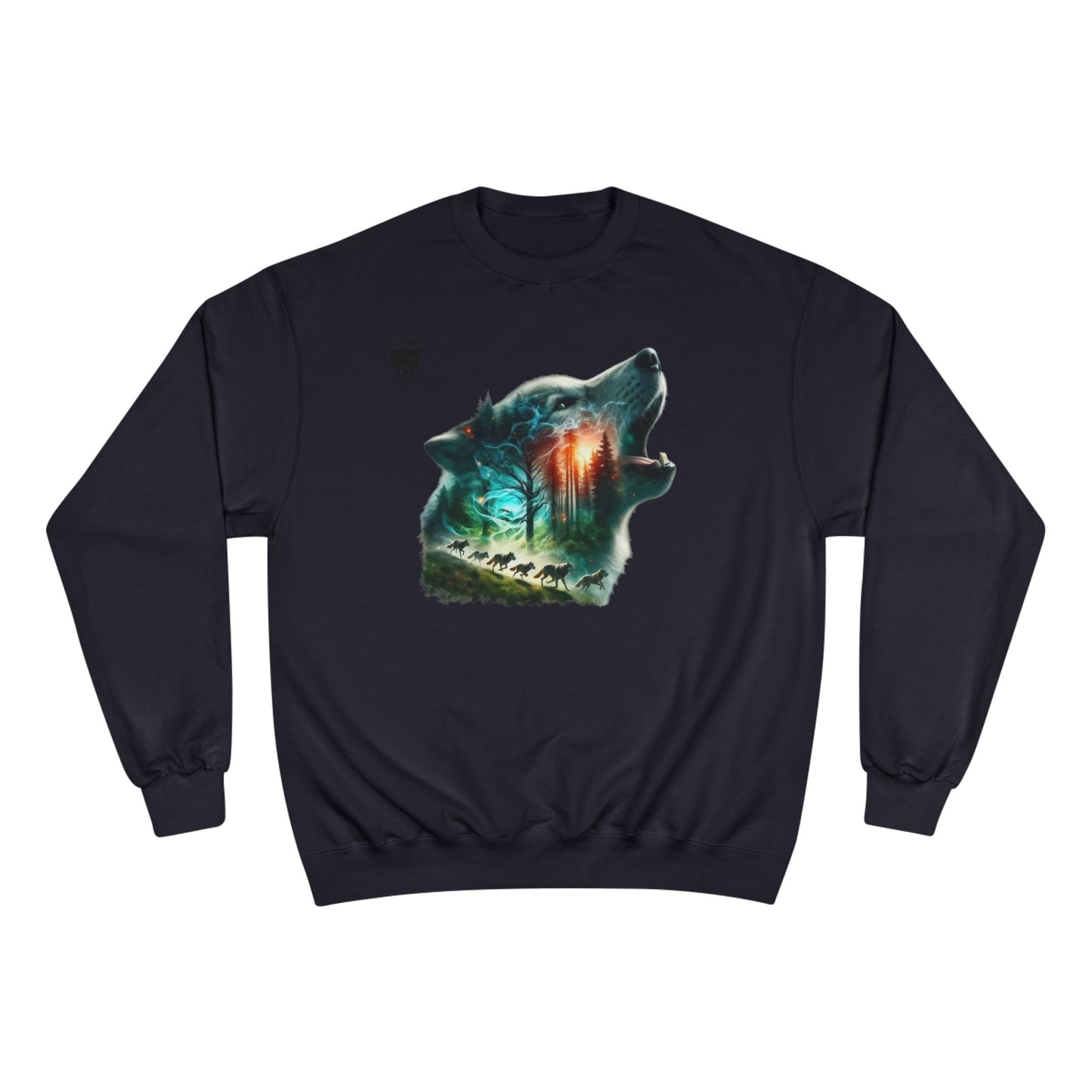 Wolf Silhouette Sweatshirt - Forest Night Nature Scene Crewneck