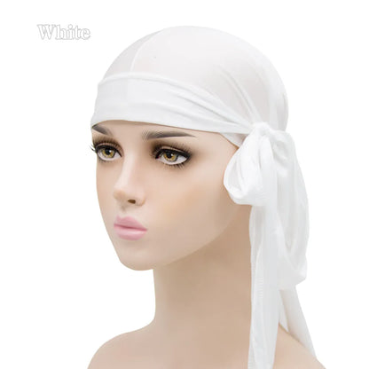 1-4Pcs New Silk Durag Bandana Turban Hat Men Breathable Long Tail Doo Rag for Men Durags Pirate Hat Headband