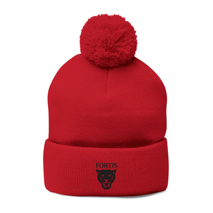 Embroidered Pom-Pom Beanie — FORTIS Panther Knit Cap