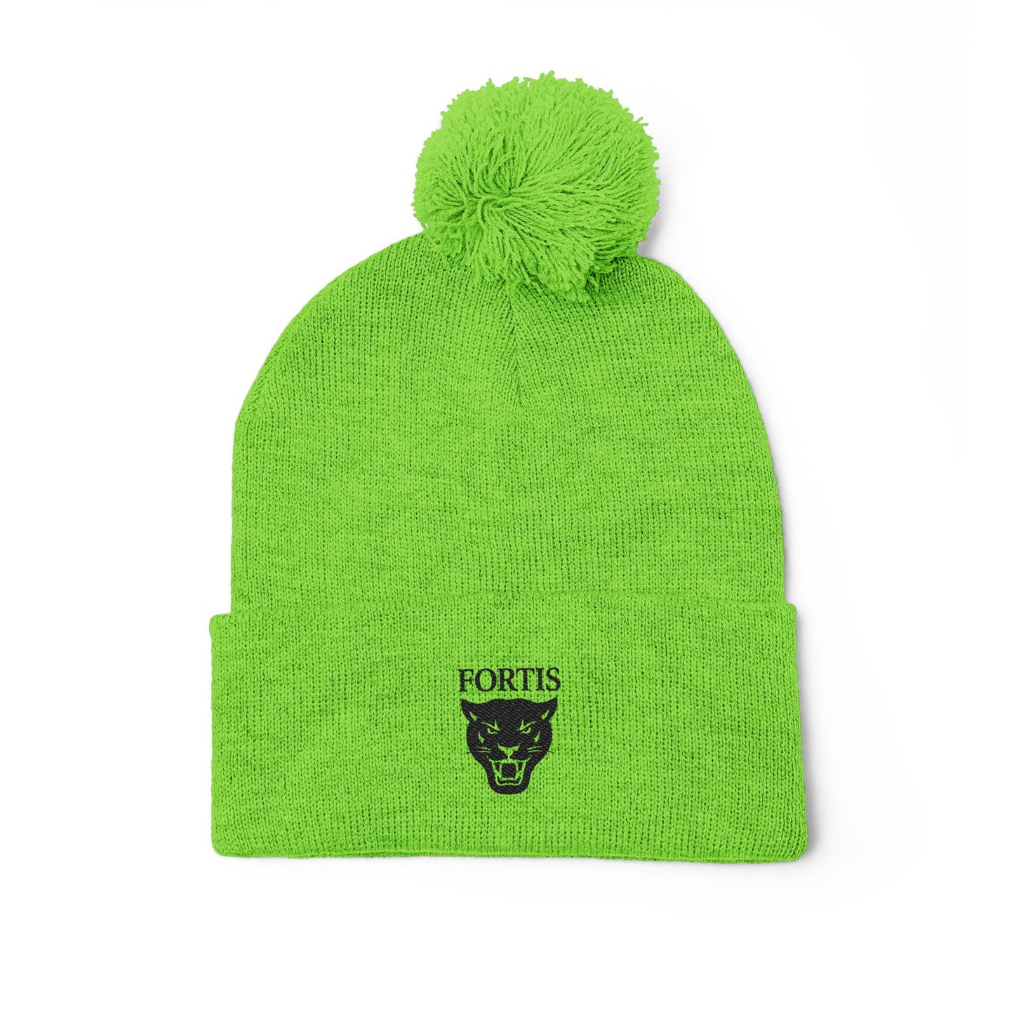 Embroidered Pom-Pom Beanie — FORTIS Panther Knit Cap