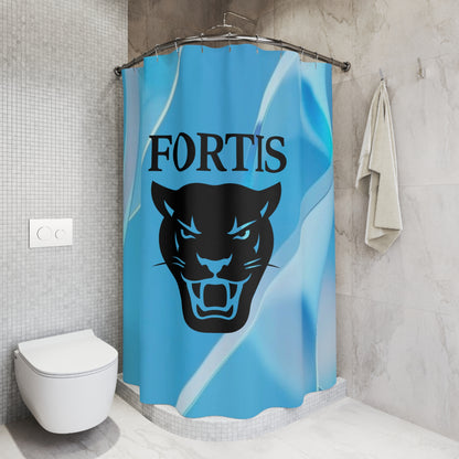 Fortis Panther Blue Shower Curtain — Modern Team Logo Bathroom Decor