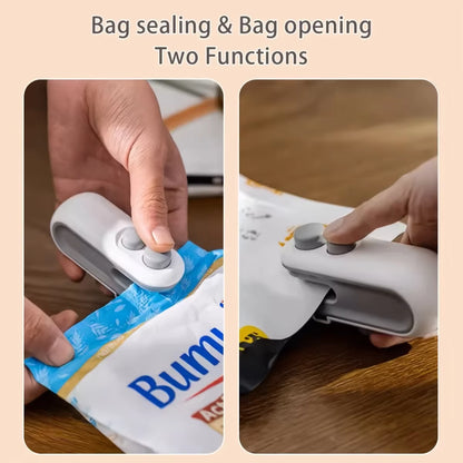 1 Mini Snack Bag Sealing Machine, USB Charging, Equipped with a Chip Cutter, Plastic Bag Resealing Machine to Keep Food Fresh,