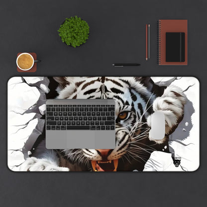 Fierce Tiger Desk Mat, Animal Print Mouse Pad, Office Decor, Gamer Gift, Unique Home Office Accessory