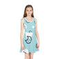 Cute Blue Cat Polka Dot Girls' Sundress