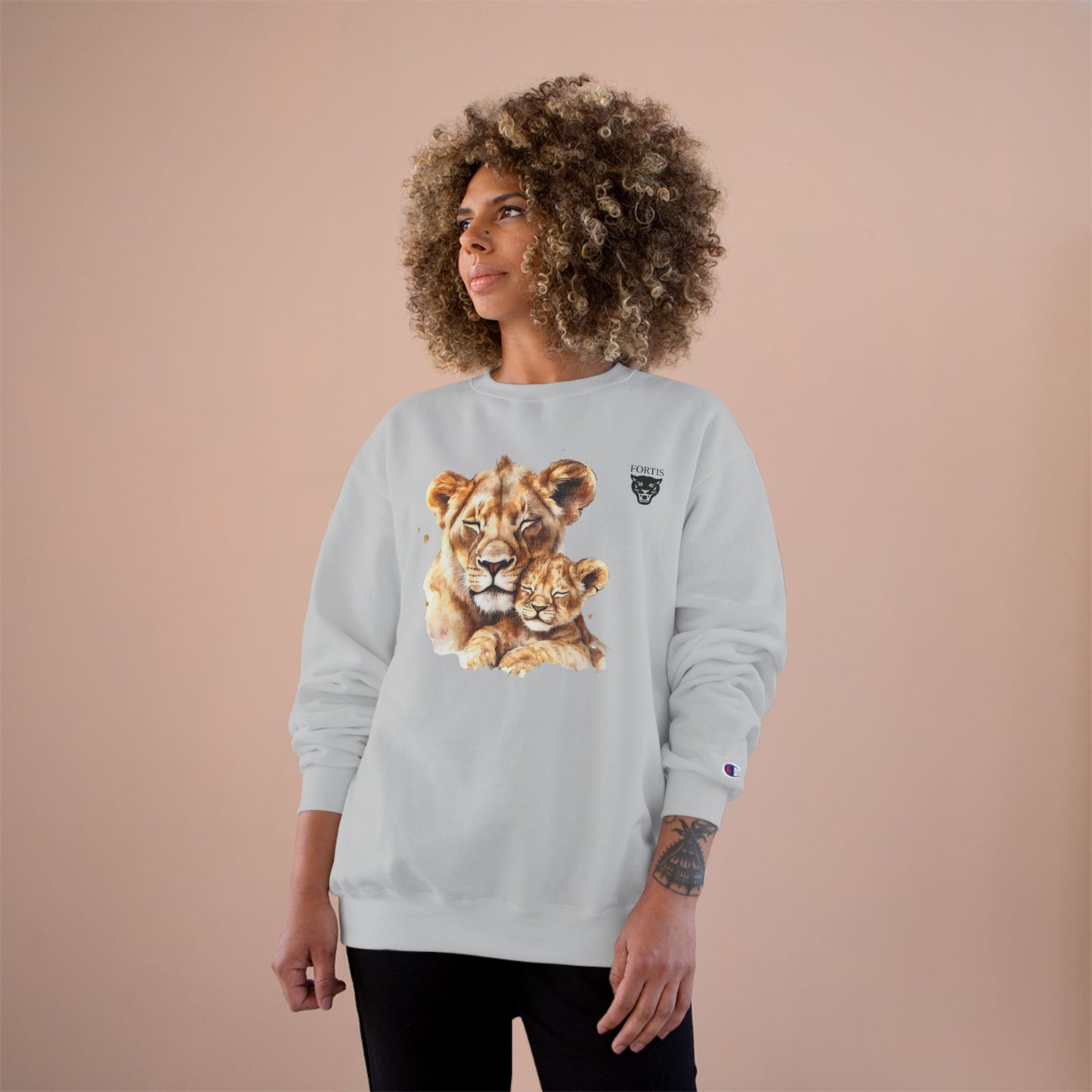 Lioness and Cub Sweatshirt — Cozy Wildlife Crewneck for Animal Lovers