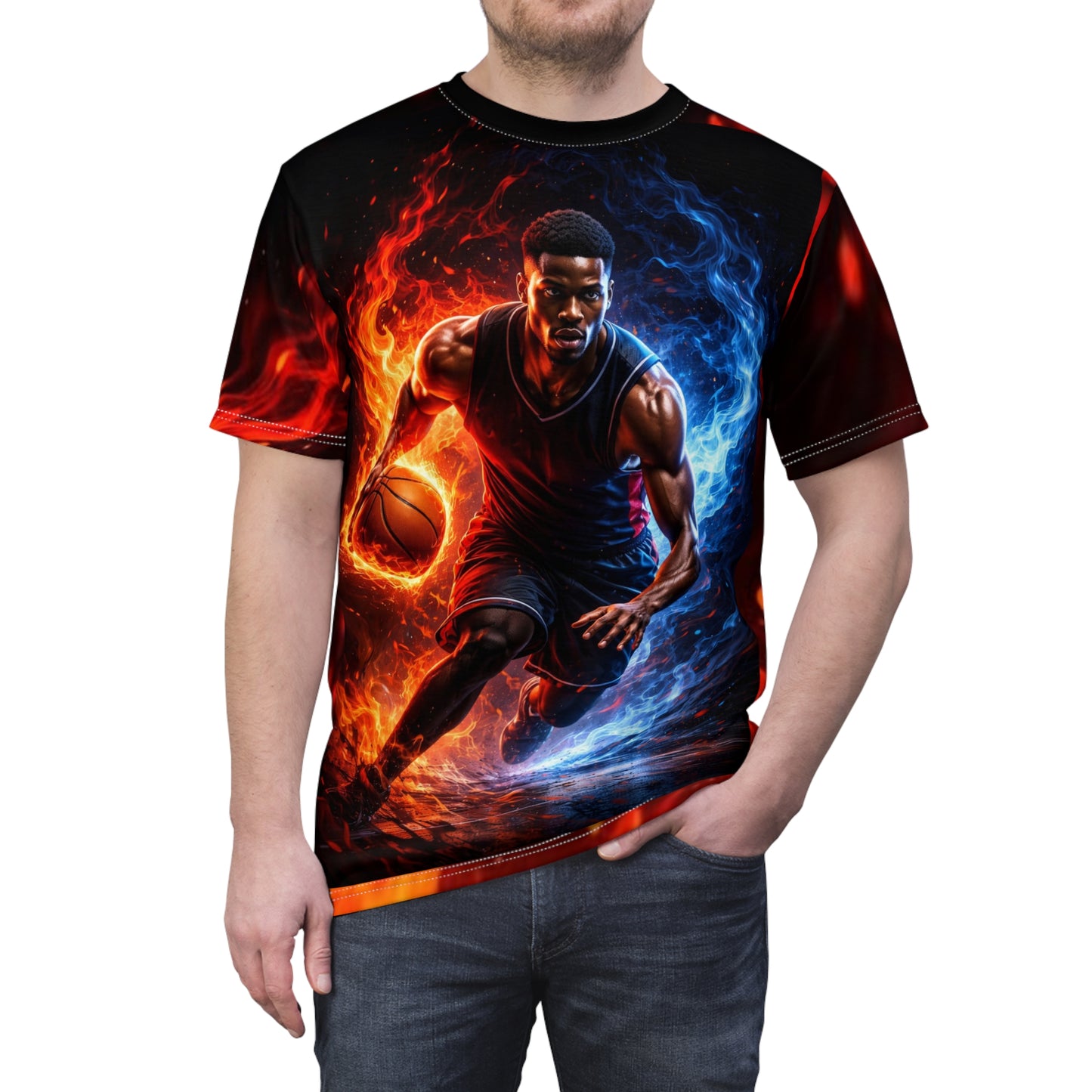 Basketball Flame Player Tee — Fire & Ice All-Over Print