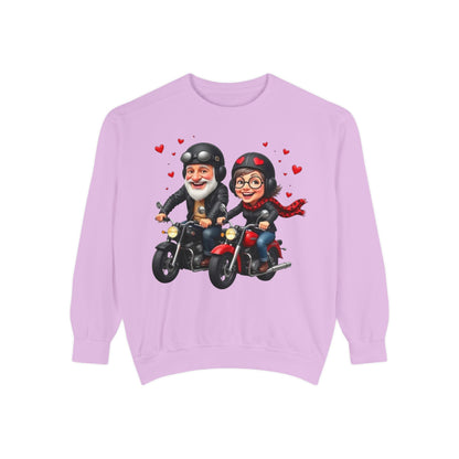 Couple Biker Sweatshirt — Cute Riding Grandparents with Hearts