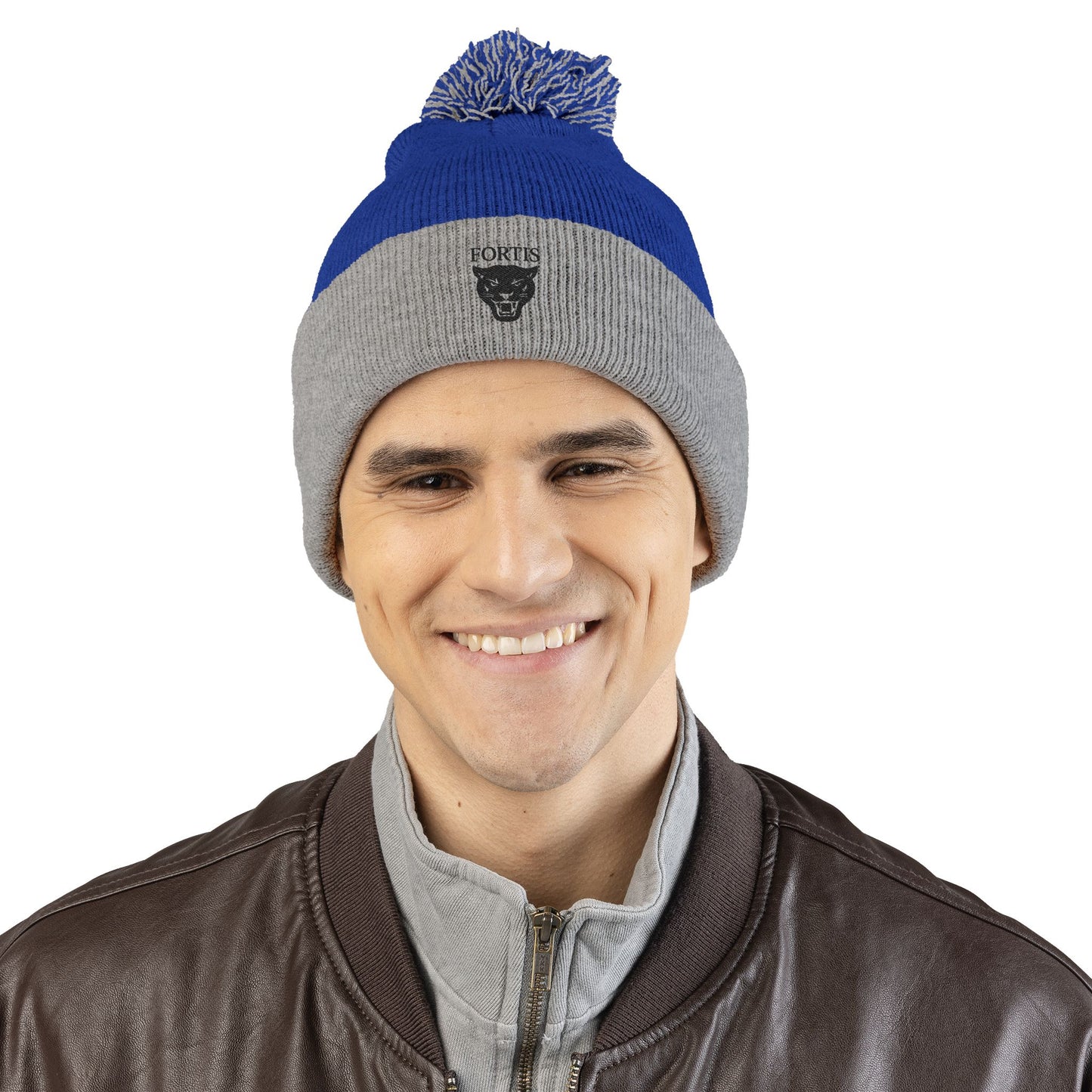 Embroidered Pom-Pom Beanie — FORTIS Panther Knit Cap