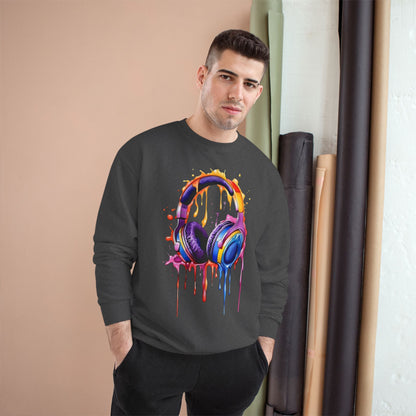 Headphone Drip Sweatshirt — Colorful Paint-Drip Music Crewneck