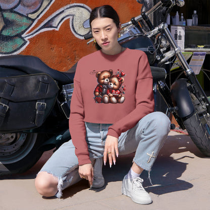 Valentine Teddy Bear Cropped Sweatshirt