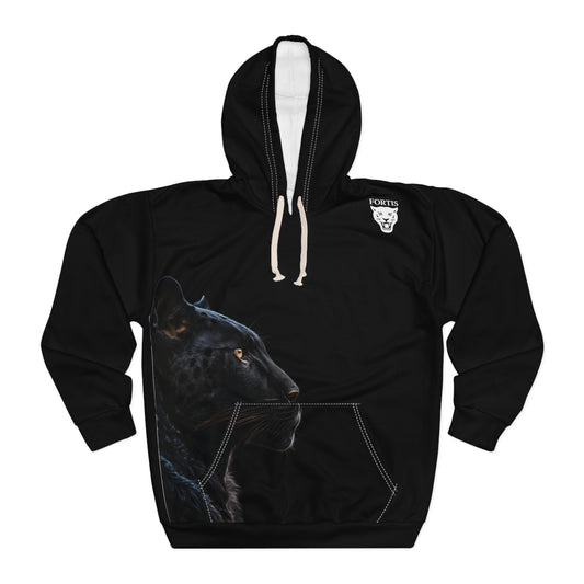 Black Panther Graphic Hoodie - Night Panther Pullover with Side Portrait