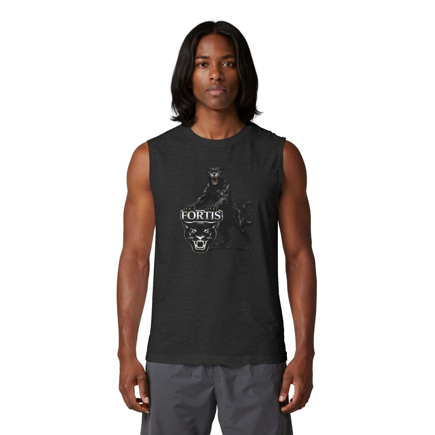 Fortis Panther Muscle Tank — Vintage Black Panther Graphic Tank Top