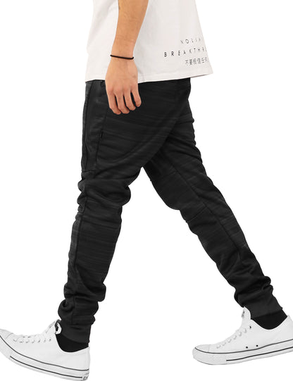 Mens Modern Jogger Pants with Zipper Pockets Solid Slim Fit Casual Brushed Sweatpants