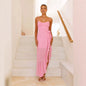 European And American Sexy Women's Sling Backless Ruffles Irregular Dress