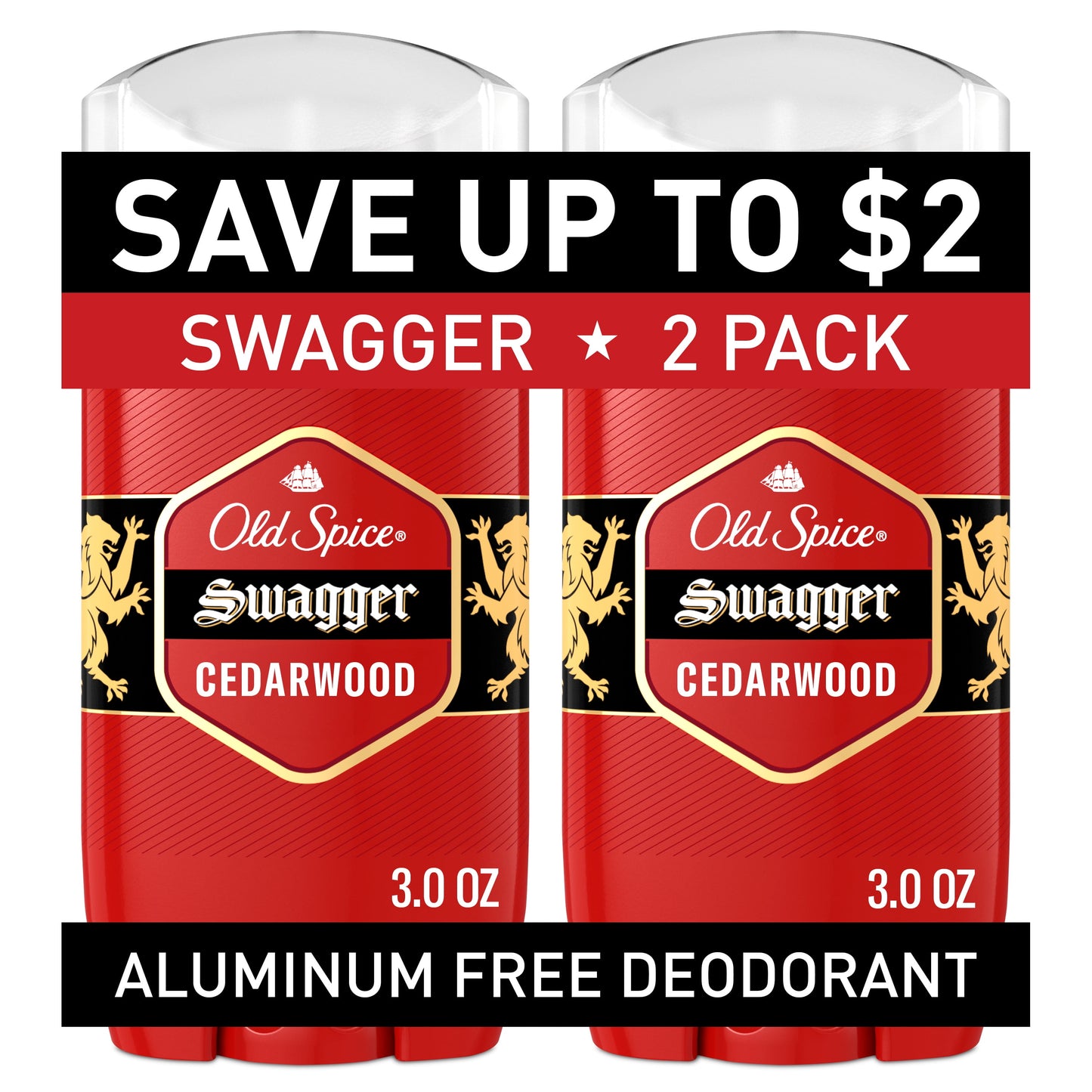 Deodorant for Men, Aluminum-Free, Swagger, 3.0 Oz, Pack of 2