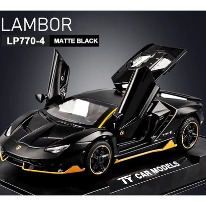 1/32 Cars Toys Auto to Scale Lambor LP770 Diecast Model Cars Alloy Autos Toys Gift for Boys Pull Back Light Music Kids Car