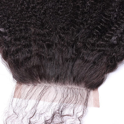 Nicewig 100% Raw Remy Virgin Mongolian 4B 4C Afro Kinky Curly Human Hair Lace Closure with Baby Hair 4"X4"Swiss Lace Free Part Bleached Knots 16"