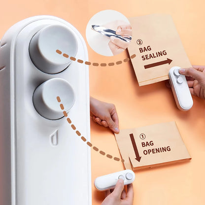 1 Mini Snack Bag Sealing Machine, USB Charging, Equipped with a Chip Cutter, Plastic Bag Resealing Machine to Keep Food Fresh,