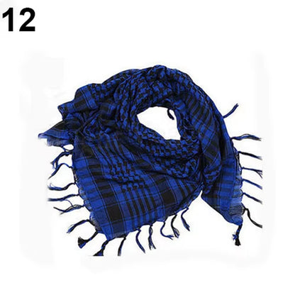 Unisex Lightweight Plaid Tassel Arab Desert Shemagh Keffiyeh Scarf Wrap Pashmina