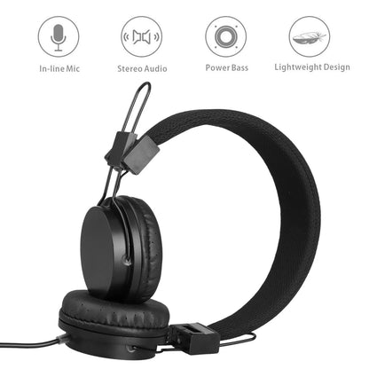 Kids Headphones, Wired Earphone for Boys Girls, 3.5Mm Foldable Headset Suitable for Smartphones, Tablets, Black